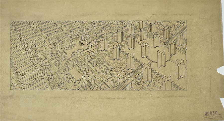 A sketch of the Contemporary City concept. Credit: Fondation Le Corbusier.