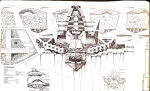 The design for Stonebow, an arcology built into a cliff face. Author's scan from Arcology: The City in the Image of Man