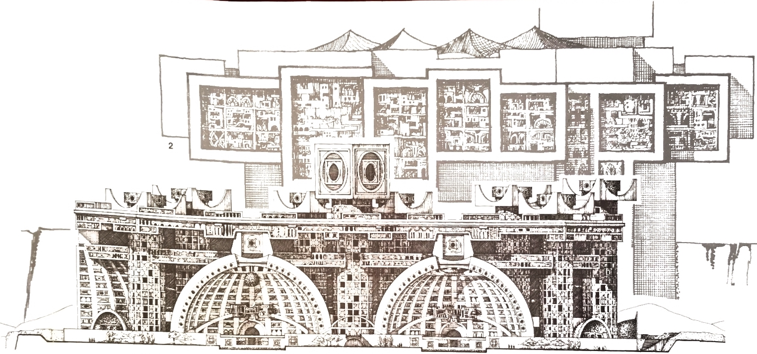 The original design for Arcosanti as included in Arcology: The City in the Image of Man. Author’s scan.